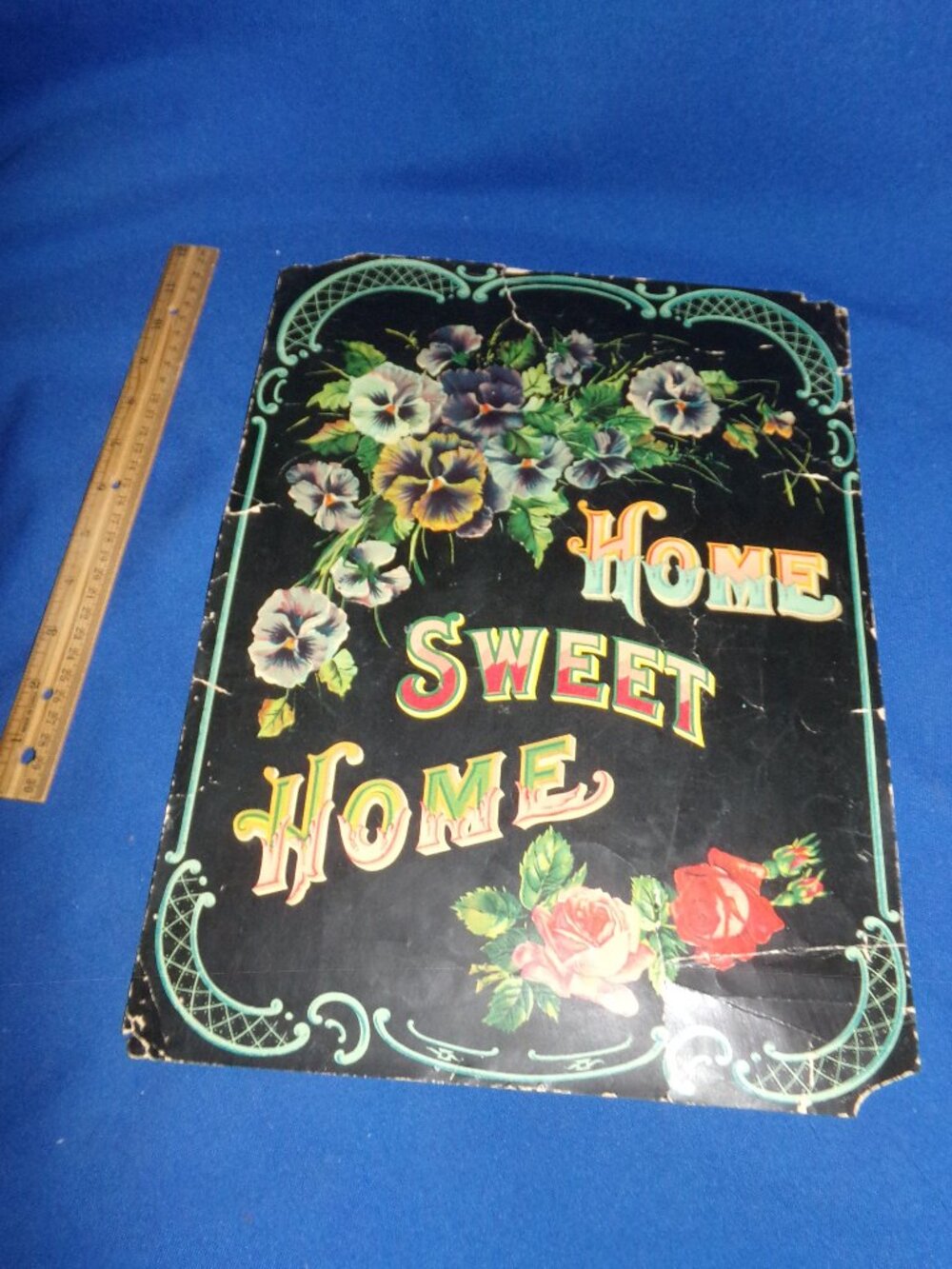 Antique Original Wall Hanging Paper Print "Home Sweet Home"